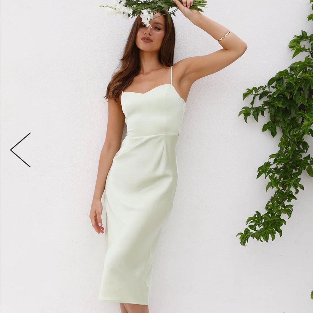 Hello Molly Satin Mint Green Midi Dress